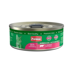 Четвероногий Гурман Мясное ассорти с языком консервированный корм для кошек - 100 г (24 шт)