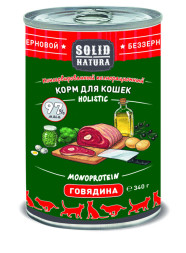 Консервы Solid Natura Holistic с говядиной для кошек - 340 г х 12 шт