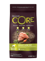 Wellness Core сухой корм для взрослых собак средних и крупных пород пород с низким содержанием жира с индейкой и курицей 1,8 кг