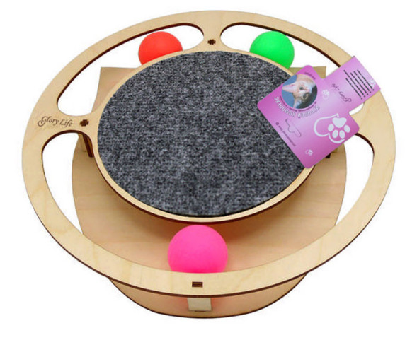 Glory Life игровой комплекс для кошек Круг с шариками и когтеточкой из ковра, 32х28х3,6 см