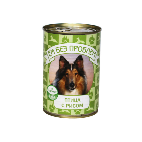 Ем без проблем влажный корм для собак с птицей и рисом, в консервах - 410 г х 20 шт