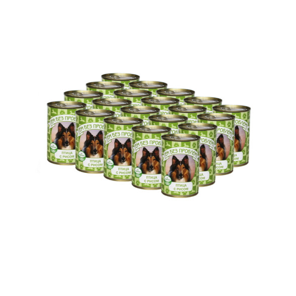 Ем без проблем влажный корм для собак с птицей и рисом, в консервах - 410 г х 20 шт