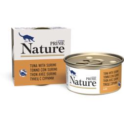 PRIME NATURE консервы для взрослых кошек с тунцом и сурими, в желе - 85 г x 24 шт
