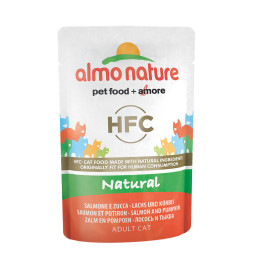 Almo Nature HFC Natural Salmon and Pumpkin паучи для взрослых кошек с лососем и тыквой - 55 г х 24 шт