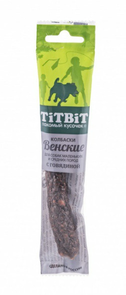 TiTBiT колбаски Венские с говядиной для собак мелких и средних пород - 20 г