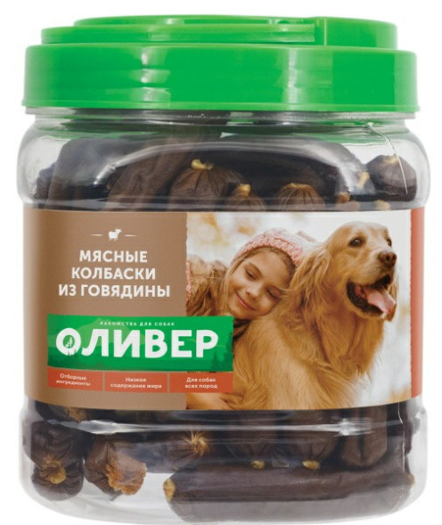 Оливер лакомство для собак всех пород мясные колбаски из говядины - 750 г
