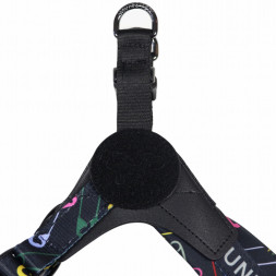 United Pets Complete me 0.5 - XXXS шлейка для собак, 25-33 см, черная с разноцветными булавками