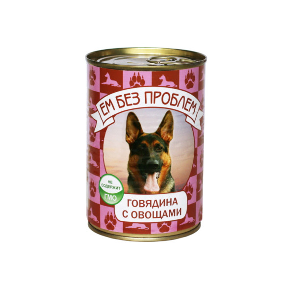 Ем без проблем влажный корм для собак с говядиной и овощами, в консервах - 410 г х 20 шт