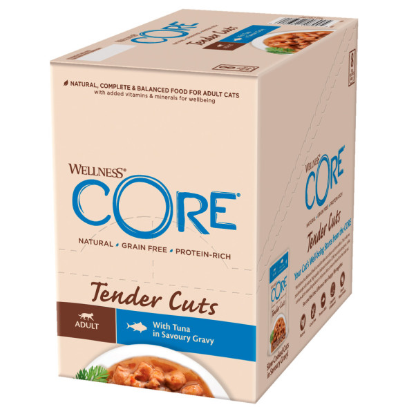 Wellness Сore Tender Cuts влажный корм для кошек с тунцом в соусе в паучах 85 г х 24 шт