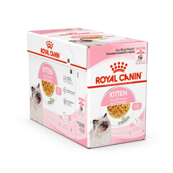 Royal Canin Kitten паучи для котят до 12 месяцев кусочки в желе - 85 г х 24 шт