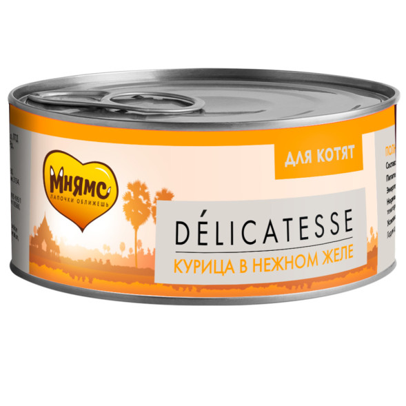 Мнямс влажный корм для котят курица в нежном желе в консервах - 70 г х 24 шт
