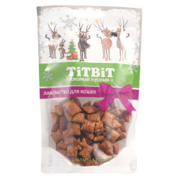 Titbit Новогодняя коллекция лакомство для кошек хрустящие подушечки с паштетом из лосося - 50 г