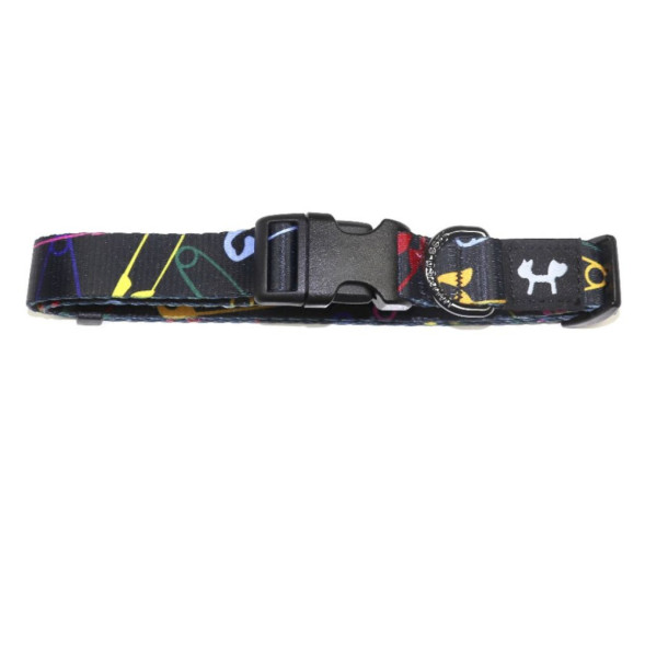 United Pets Complete me L ошейник для собак 25х430/730 мм, черный с разноцветными булавками