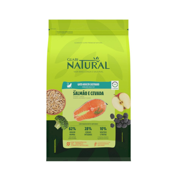 Guabi Natural Cat Sterilised сухой корм для взрослых стерилизованных и кастрированных котов и кошек, с лососем и ячменем - 1,5 кг