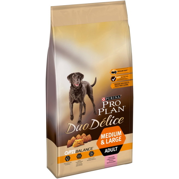 Purina Pro Plan Duo Delice сухой корм для взрослых собак средних и крупных пород, с высоким содержанием лосося - 10 кг