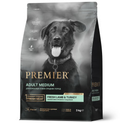 Premier Dog Lamb &amp;amp; Turkey Adult Medium сухой корм для собак средних пород, свежее мясо ягненка с индейкой - 3 кг