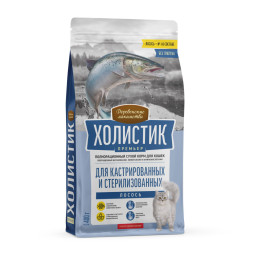 Деревенские лакомства Холистик Премьер сухой корм для стерилизованных кошек с лососем - 400 г