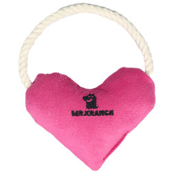 Mr.Kranch игрушка для собак мелких и средних пород Сердечко с канатом и пищалкой, 15х12х4 см, розовое