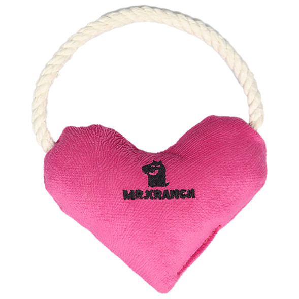 Mr.Kranch игрушка для собак мелких и средних пород Сердечко с канатом и пищалкой, 15х12х4 см, розовое