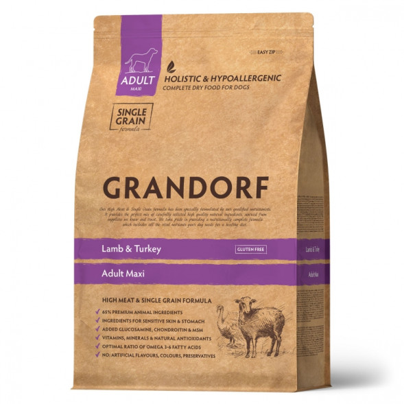 GRANDORF DOG Lamb&amp;amp;Turkey Maxi (ягнёнок с индейкой для собак крупных пород) 10 кг.
