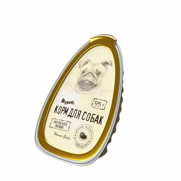 Mypets влажный корм для взрослых собак, паштет с говядиной, в ламистерах - 95 г х 16 шт