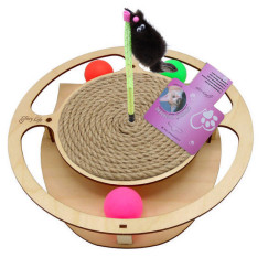 Glory Life игровой комплекс для кошек Круг с шариками, игрушкой на пружине и когтеточкой из каната