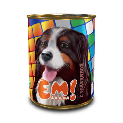 Ем до дна влажный корм для собак с говядиной, в консервах - 970 г х 6 шт