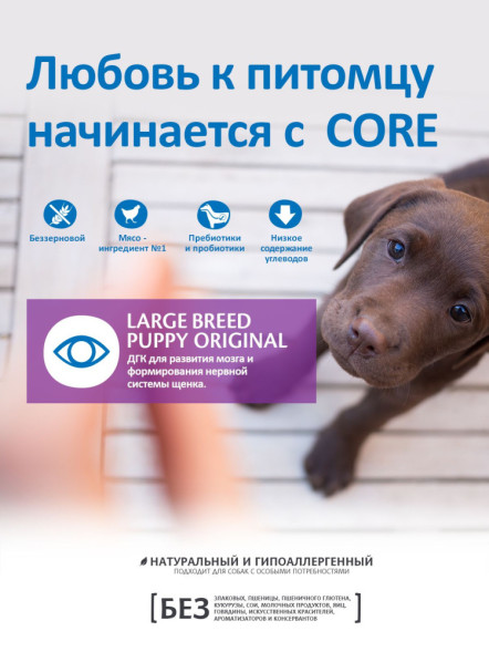 Wellness Сore сухой корм для щенков крупных пород с курицей - 10 кг