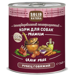 Solid Natura Premium Рубец говяжий влажный корм для собак в жестяной банке 240 г х 12 шт