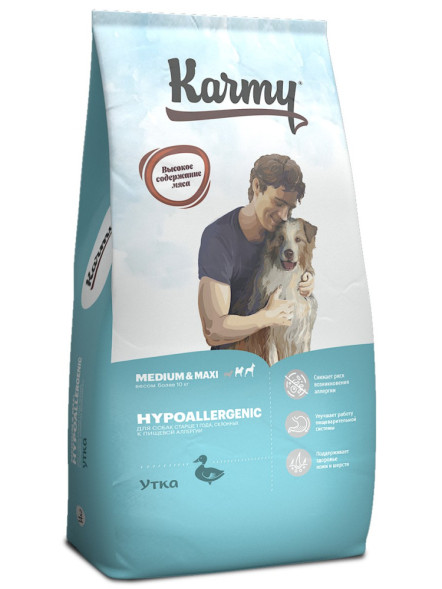 Karmy Hypoallergenic Medium &amp;amp; Maxi сухой гипоаллергенный корм для взрослых собак средних и крупных пород с уткой - 14 кг
