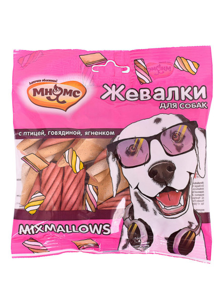 Мнямс лакомство Mixmallows жевалки для взрослых собак и щенков с птицей, говядиной и ягненком - 150 г