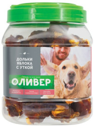 Оливер лакомство для собак всех пород дольки яблока с уткой - 750 г