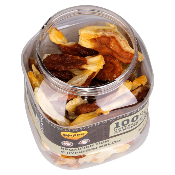 Мнямс лакомство Кроличьи уши с куриным мясом для собак - 700 г