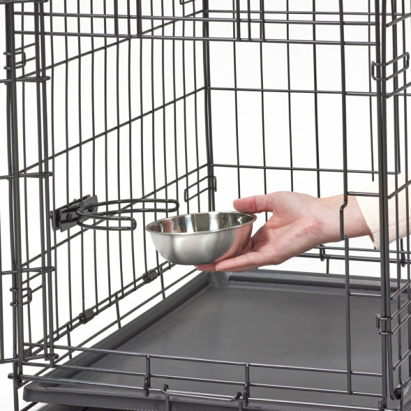 Миска MidWest для собак, для клеток и вольеров 300 мл нержавеющая сталь