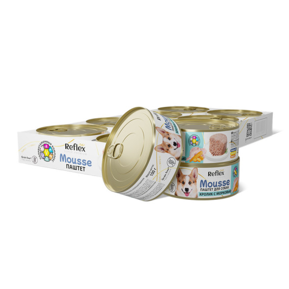 Reflex Gold влажный корм для взрослых собак всех пород с чувствительным пищеварением, кролик с морковью, паштет - 100 г х 8 шт
