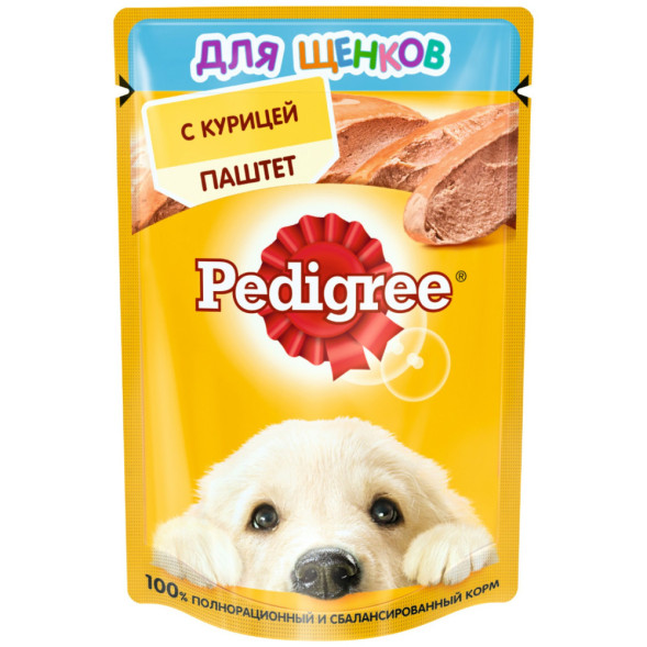Pedigree влажный корм для щенков от 1 месяца, паштет с курицей, 80 г х 24 шт