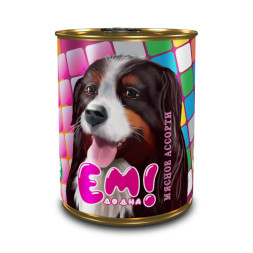 Ем до дна влажный корм для собак мясное ассорти, в консервах - 970 г х 6 шт