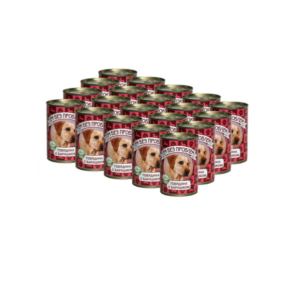 Ем без проблем влажный корм для собак с говядиной и барашком, в консервах - 410 г х 20 шт