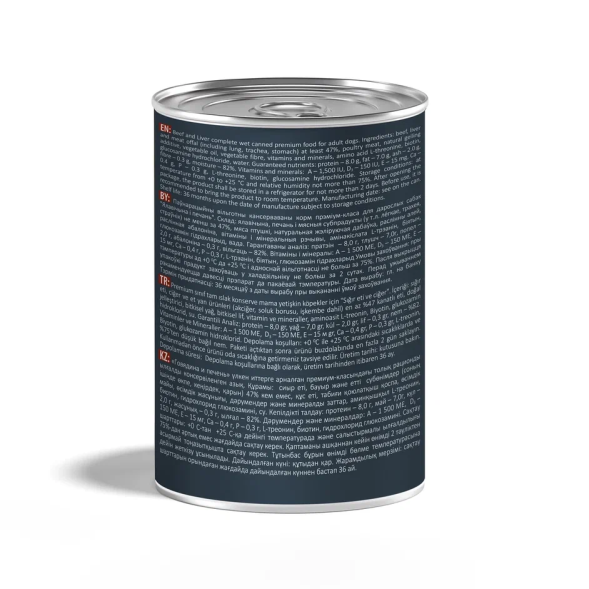 Mr.Buffalo Adult влажный корм для взрослых собак с говядиной и печенью, в консервах - 400 г х 9 шт