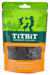 TiTBiT лакомство для собак мелких пород печень телячья - 50 г