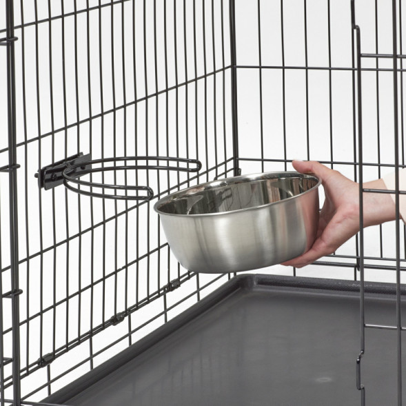 Миска MidWest для собак, для клеток и вольеров 1,85 л нержавеющая сталь