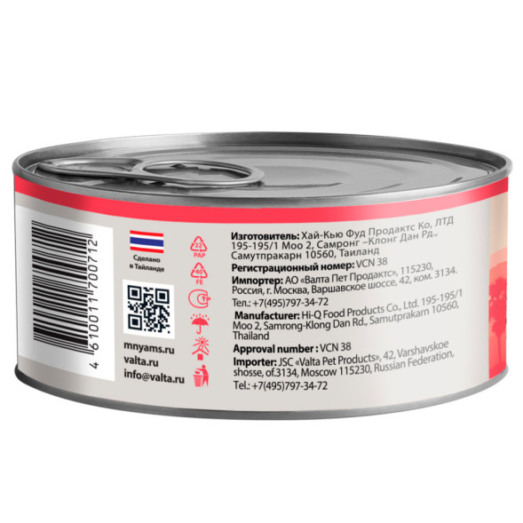 Мнямс влажный корм для взрослых кошек тунец с креветками в нежном желе в консервах - 70 г х 24 шт