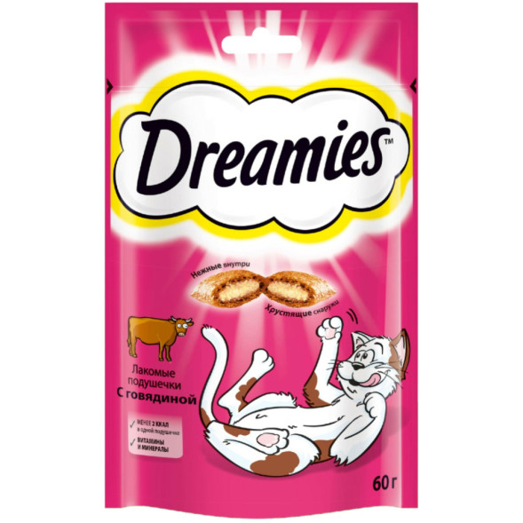 Dreamies лакомые подушечки для кошек с говядиной - 60 г