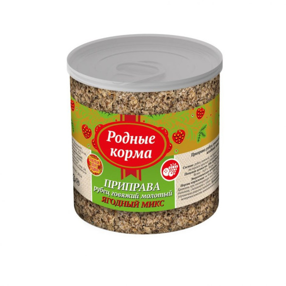 Родные Корма приправа для собак рубец говяжий молотый с ягодным миксом в банке - 50 г