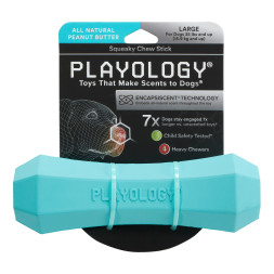 Playology SQUEAKY CHEW STICK хрустящая жевательная палочка для собак с ароматом арахиса, большая, голубой