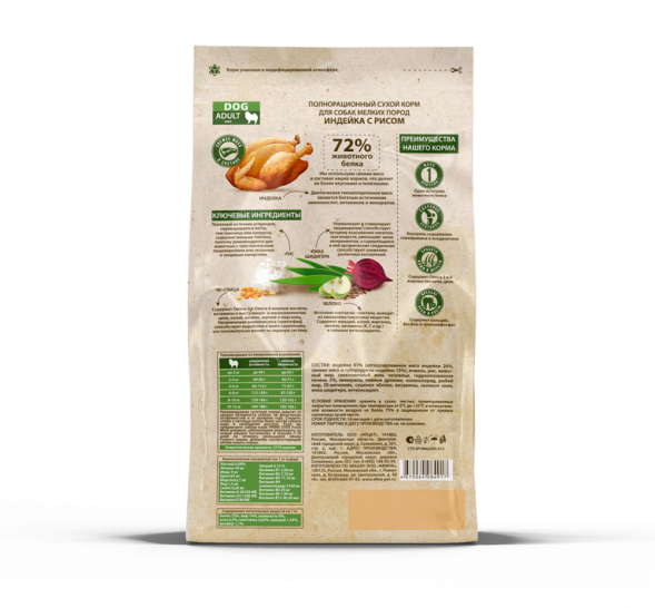 Prime Ever Fresh Meat Adult Dog Mini полнорационный сухой корм для взрослых собак мелких пород с индейкой и рисом - 2,8 кг