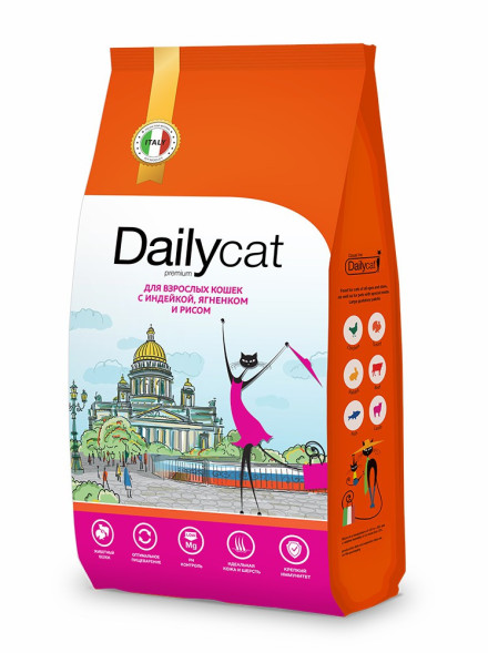 Dailycat Casual сухой корм для взрослых кошек с индейкой, ягненком и рисом - 3 кг