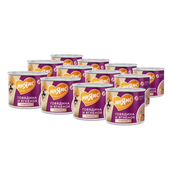 Мнямс Здоровые Суставы паштет для взрослых собак всех пород из говядины и ягненка в консервах - 200 г (12 шт в уп)