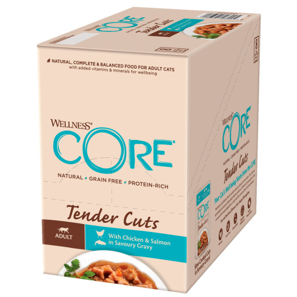 Wellness Сore Tender Cuts влажный корм для кошек с курицей и лососем в соусе в паучах 85 г х 24 шт