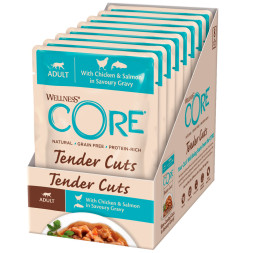 Wellness Сore Tender Cuts влажный корм для кошек с курицей и лососем в соусе в паучах 85 г х 24 шт